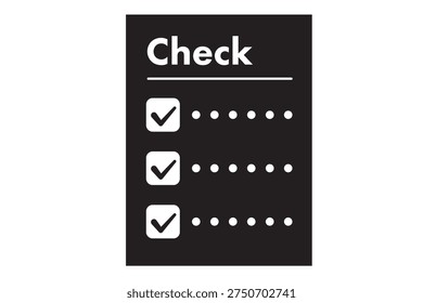 Simple check sheet, black icon