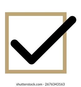 Casilla de verificación simple con el icono de la marca de verificación para la opción, completa, Aprobación, y material del diseño del éxito