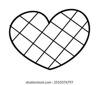 Um coração simples com xadrez. Ilustração do desenho da mão do clip-art.