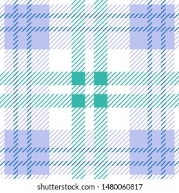 Simple checkered print. Seamless vector pattern with checkers and stripes. Hipster fashion collection. Textile design for shirts, dresses, plaids, napkins, uniform. Blue, white.