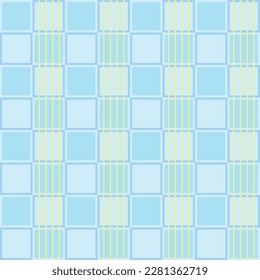 Simple checkered seamless pattern, yellow blue minimalist basic print, squares composition