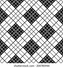 Simple checkered template in black and white colors. Plain tartan background for decoration or backdrop.