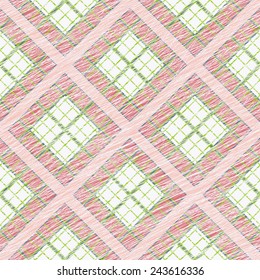 Simple checkered template. Plain tartan background for decoration or backdrop. Brush strokes. Pattern fills. Abstract backdrop. Endless vector. Fabric with scratch lines.
