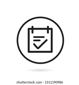Simple checklist, clipboard, task, to-do-list icon vector illustration in outline style isolated on white background. Suitable for logo, user interface, mobile app, website design line button.
