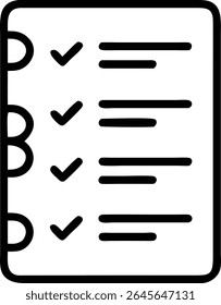 um ícone de lista de verificação simples com marcas de seleção e linhas para tarefas e trabalho de projeto