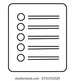 Simple checklist icon with five uncompleted items on a white background