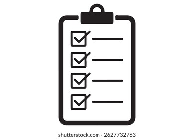 Simple checklist icon on clipboard silhouette vector illustration
