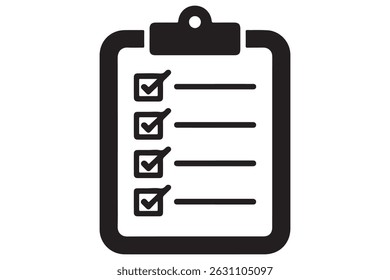 Simple checklist icon on clipboard silhouette vector illustration
