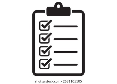 Icono simple de la lista de verificación en la Ilustración vectorial de la silueta del Portapapeles
