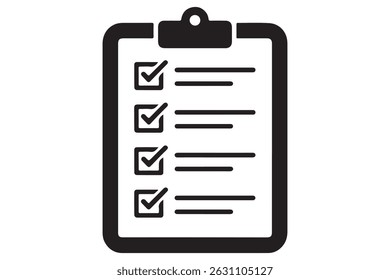 Simple checklist icon on clipboard silhouette vector illustration
