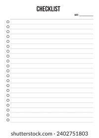 simple Checklist Template Printable and Fillable