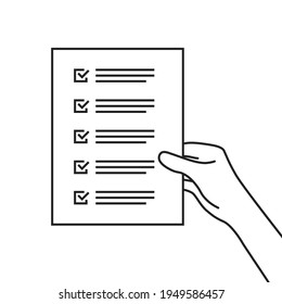 simple checklist or to-do list in thin line hand. lineart trend modern linear easy poll graphic stroke design isolated on white background. concept of inspection list of completed success work tasks