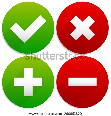 Simple Checkmark, Cross and Plus, Minus Signs / Icons