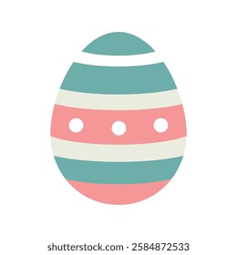 Simple and cheerful flat easter egg in bright colors. A delightful easter element. Cute easter egg.