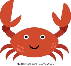 Simple and Cheerful Red Crab Character 
