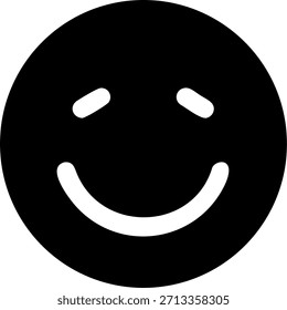 A simple, cheerful white smiley face icon with a classic round shape and happy expression, perfect for conveying positivity and joy.