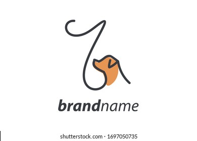 Einfache und fröhliche Logo-Design Illustration Mono-Linie Stil erste I Dog.