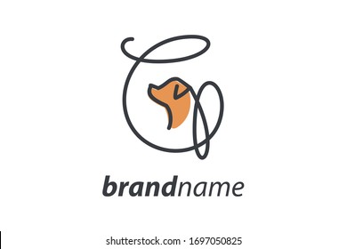 Simple and cheers logo design illustration mono-line style initial G Dog.