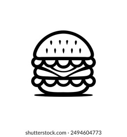 Einfache Käse Burger Icon Line Art Stil Skizze Klassische Vintage Design Illustration