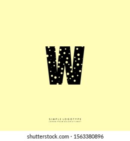 simple cheese textured W logotype isolated on flat yellow background vector illustration.