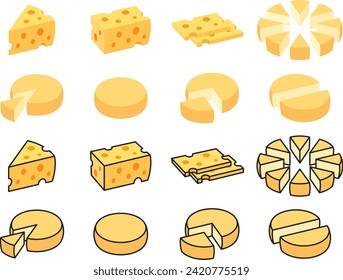 Simple cheese vector illustration set