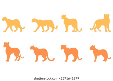 Simple Cheetah Illustration Design Set