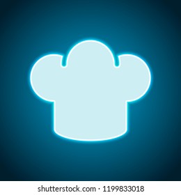 Simple chef hat icon. Kitchen logo. Neon style. Light decoration icon. Bright electric symbol