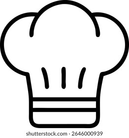 A simple chef hat icon, perfect for representing cooking, restaurants, or culinary arts. A clean design for any food related project.