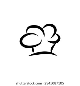 Simple Chef Hat Logo Design, Template Silhouette Vector Illustration