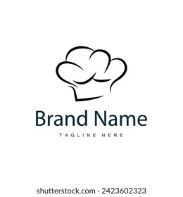 Simple Chef Hat Logo Design, Template Silhouette Vector Illustration