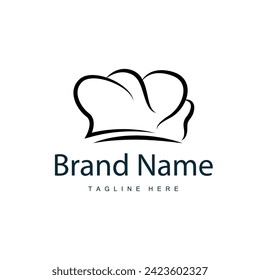 Diseño de logotipo de sombrero simple para chef, Ilustración de vectores de silueta de plantilla