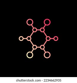Simple Chemical Formula vector colorful line icon. Chemistry concept outline symbol on dark background
