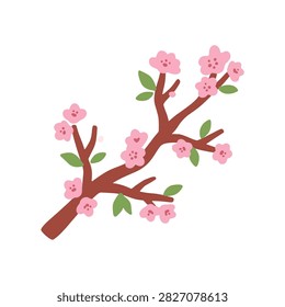 Simple Cherry Blossom Branch Vector Illustration