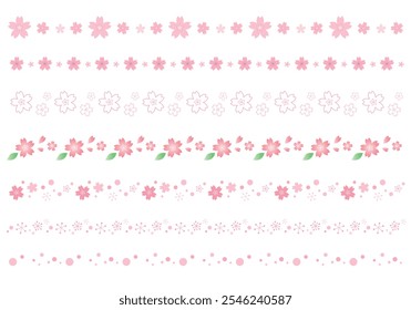 Simple cherry blossom decorative border set
