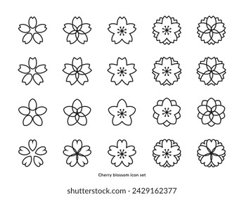 Simple cherry blossom icon set