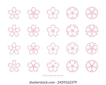 Simple cherry blossom icon set