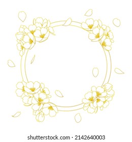 Ilustración de marco vectorial de líneas de floración de cerezo simple.