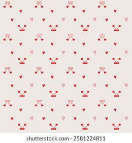 Simple cherry and heart bow graphic print pattern design