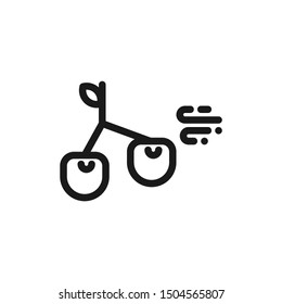 Simple cherry icons with leaf and wind in line style design on white background. Suitable for autumn seasons, fruits, pattern design and website app. Pixel Perfect 48x48. Vector Illustration EPS 10.