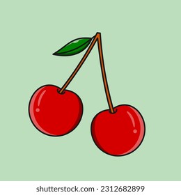 a simple cherry illustration cartoon