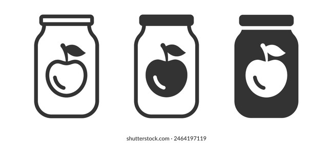 Einfache Kirschmarmelade Glas-Ikone in Schwarz-Weiß. Vektorillustration ideal für Lebensmittel- und Verpackungskonzepte.