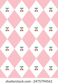 Simple cherry seamless pattern design. Vector illustration.