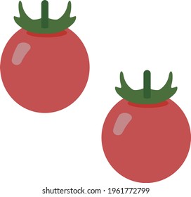 Simple Cherry Tomato Illustration, Flat Design