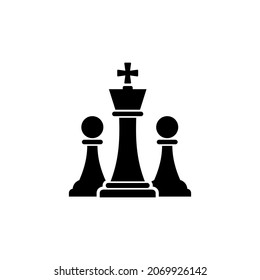 simple chess icon illustration design, king and pawn chess symbol template vector