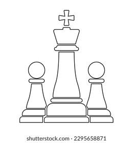 simple chess icon symbol king and two pawns white chess symbol