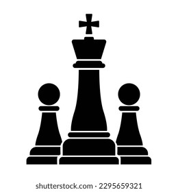 simple chess icon symbol king and two pawns black chess symbol