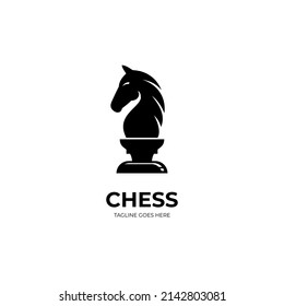 simple chess knight logo design vector, chess piece symbol illustration