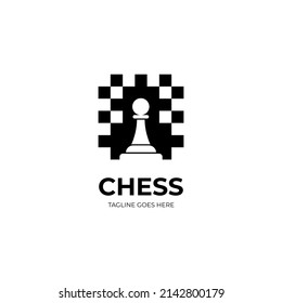 Simple Chess Pawn Logo Design Vector, Chess Board Symbol Illustration