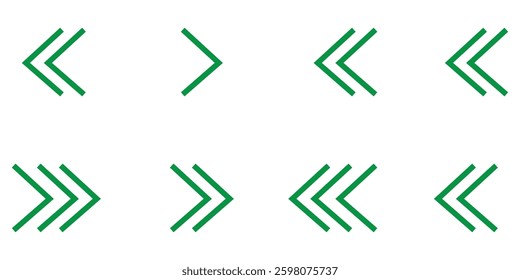 simple chevron icon set. left right icon. next previos. thin icons