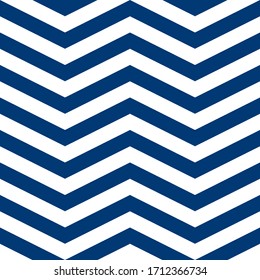 Simple chevron pattern, abstract geometric background vector. Classic navy blue and white colors. Easy to recolor.